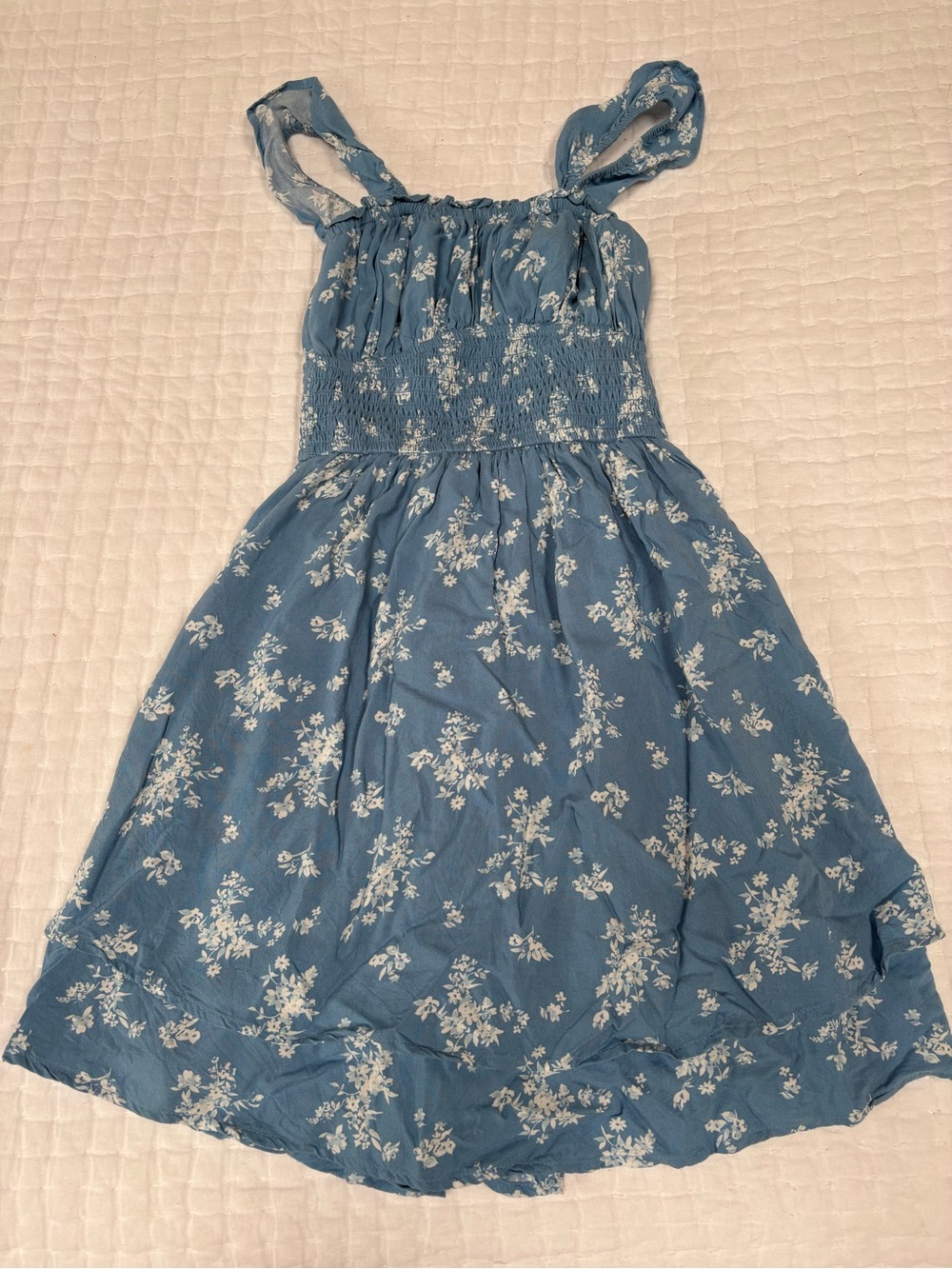 Hollister Blue White Floral Smocked Mini Dress XXS